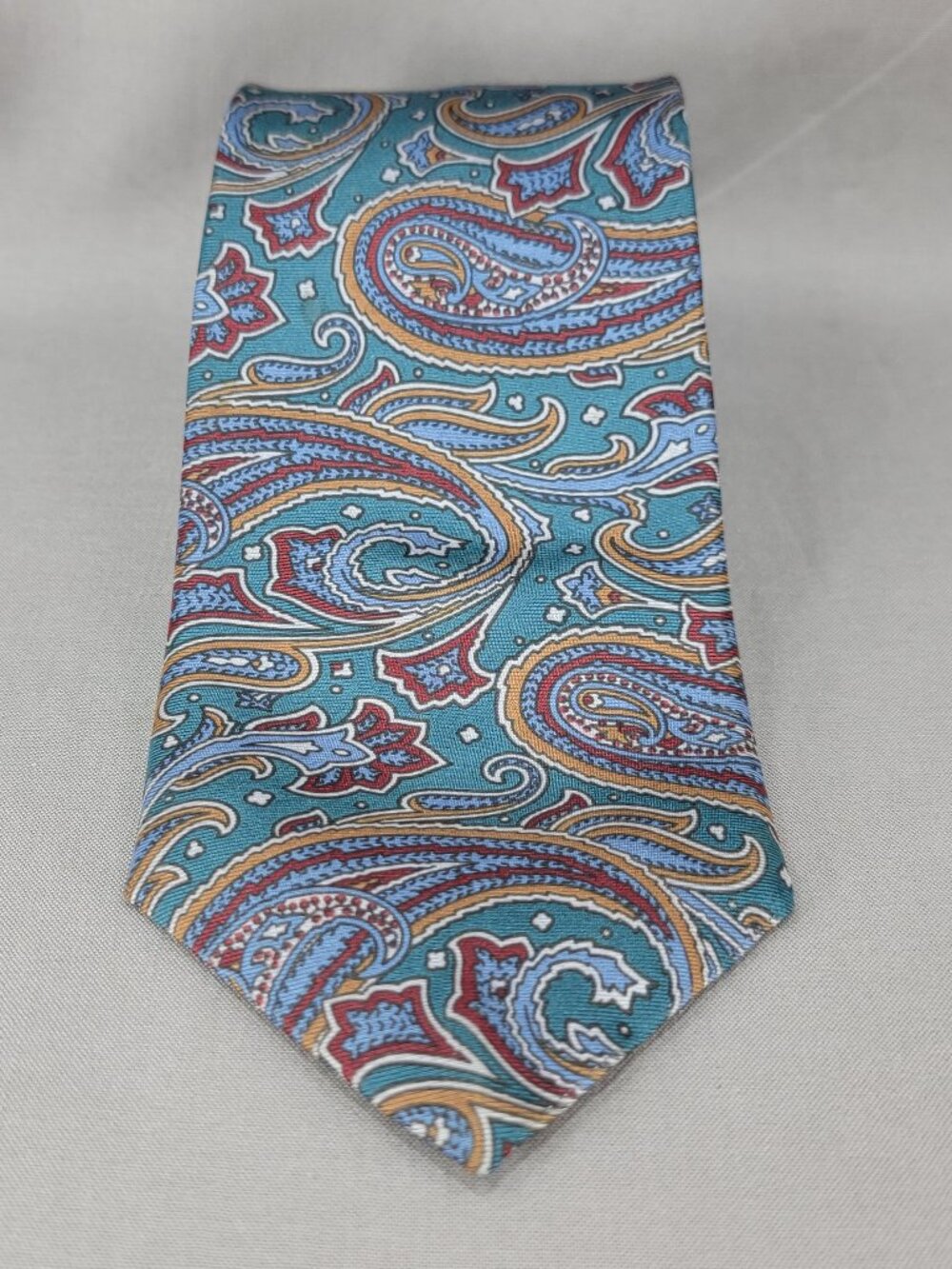 Vtg Bert Pulitzer Tie Necktie Mens Blue Red Tan Silk Paisley USA